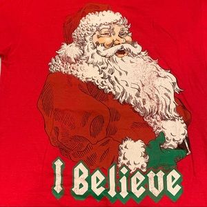 Gildan I Believe Santa Christmas Red T-Shirt small